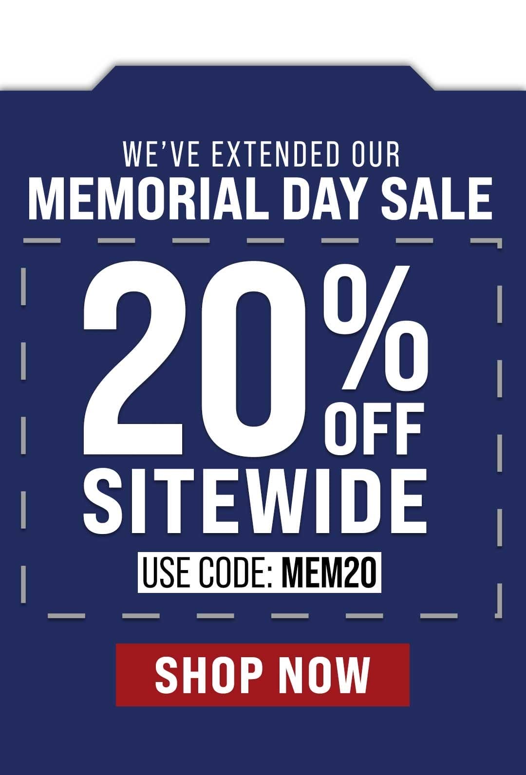 20% Sitewide Off for a limited time