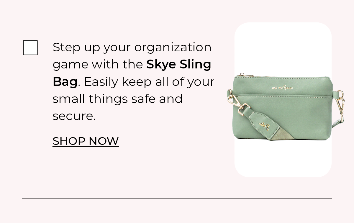 Step up your organization game with the Skye Sling Bag. Easily keep all of your small things safe and secure.