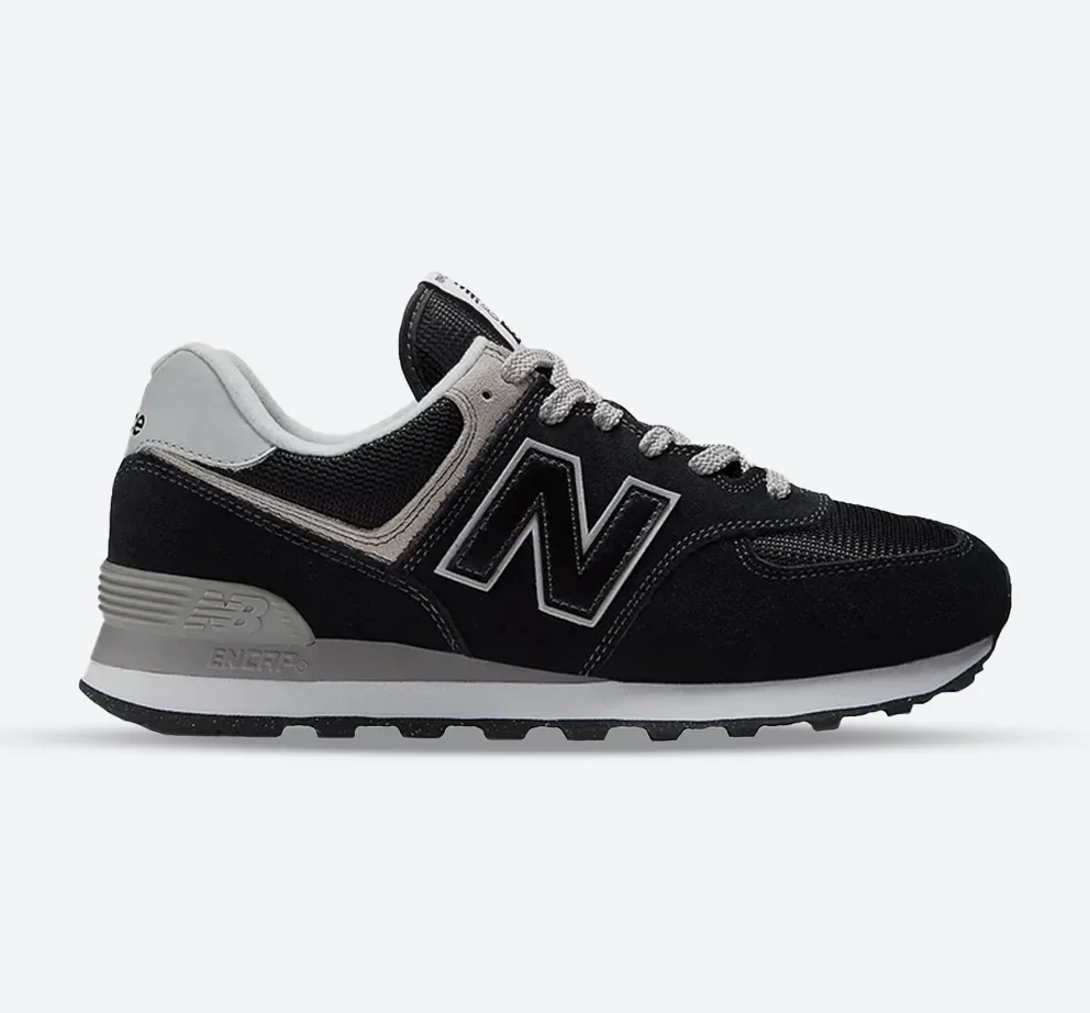Image of Men's Wide Fit New Balance ML574EVB Running Trainers - Exclusive - Black/White ENCAP