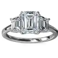 Blue Nile Three-Stone Trapezoid Sidestone Diamond Engagement Ring In Platinum