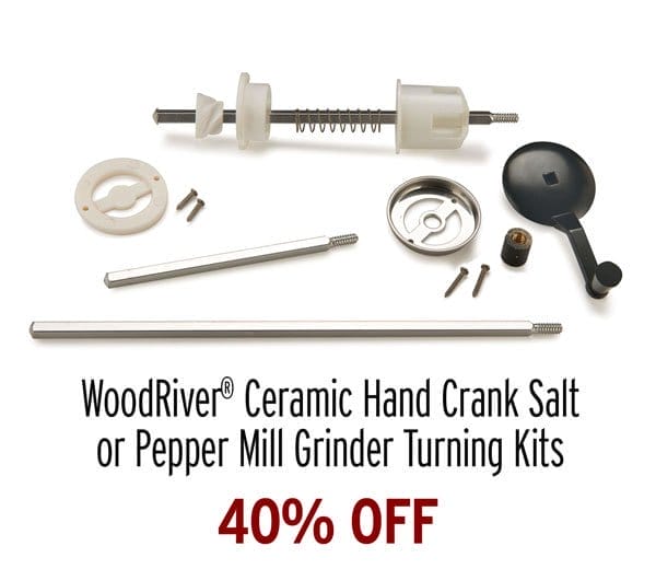 Ceramic Hand Crank Salt or Pepper Mill Grinder Mechanism Turning Kit - Black Enamel