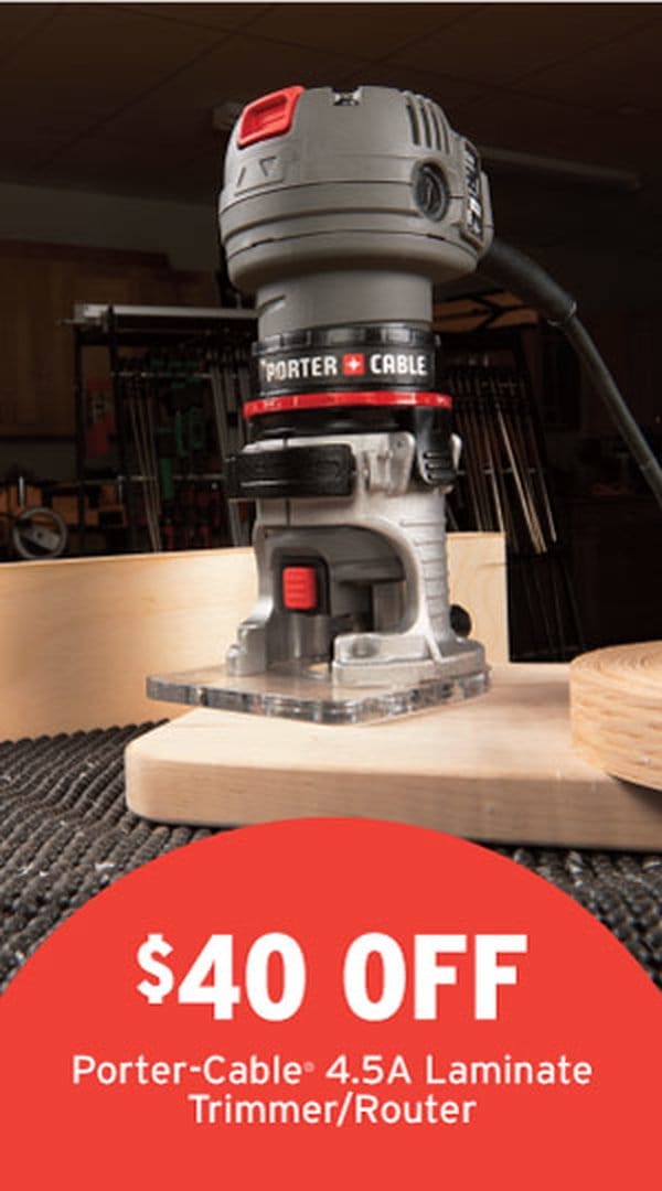 \\$40 Off Porter-Cable 4.5A Laminate Trimmer/Router