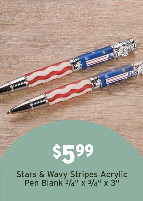 \\$2 Off Stars & Stripes Acrylic Pen Blank