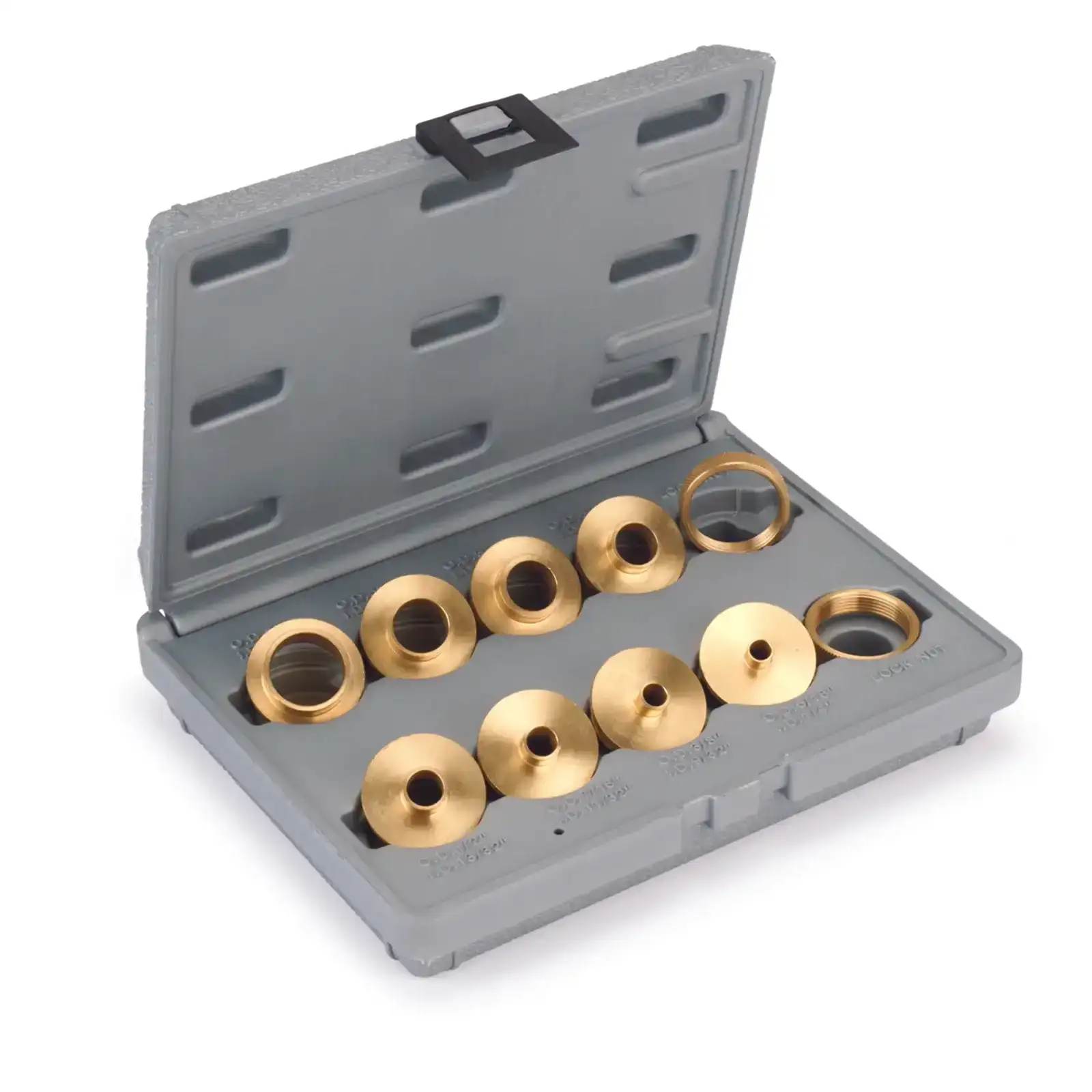 \\$25 Off - WoodRiver® Router Bushing Set with Case - Brass - 10 Piece