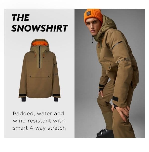 The Snowshirt. Padded, water and wind resistant with smart 4-way stretch.