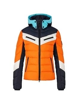 Farina Down ski jacket in Orange/Dark blue