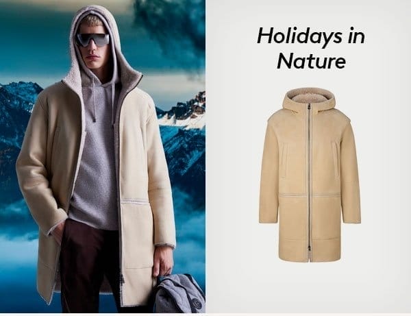 Holidays in Nature: Xavier Lambskin coat in Beige