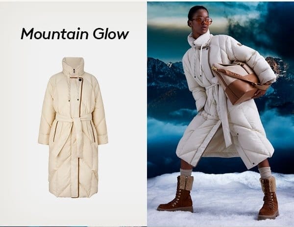 Mountain Glow: Azura down coat in Light beige