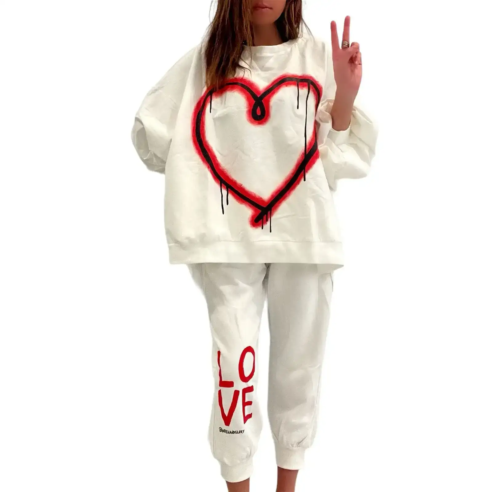 Image of 'Love Love' Painted Loungewear Set