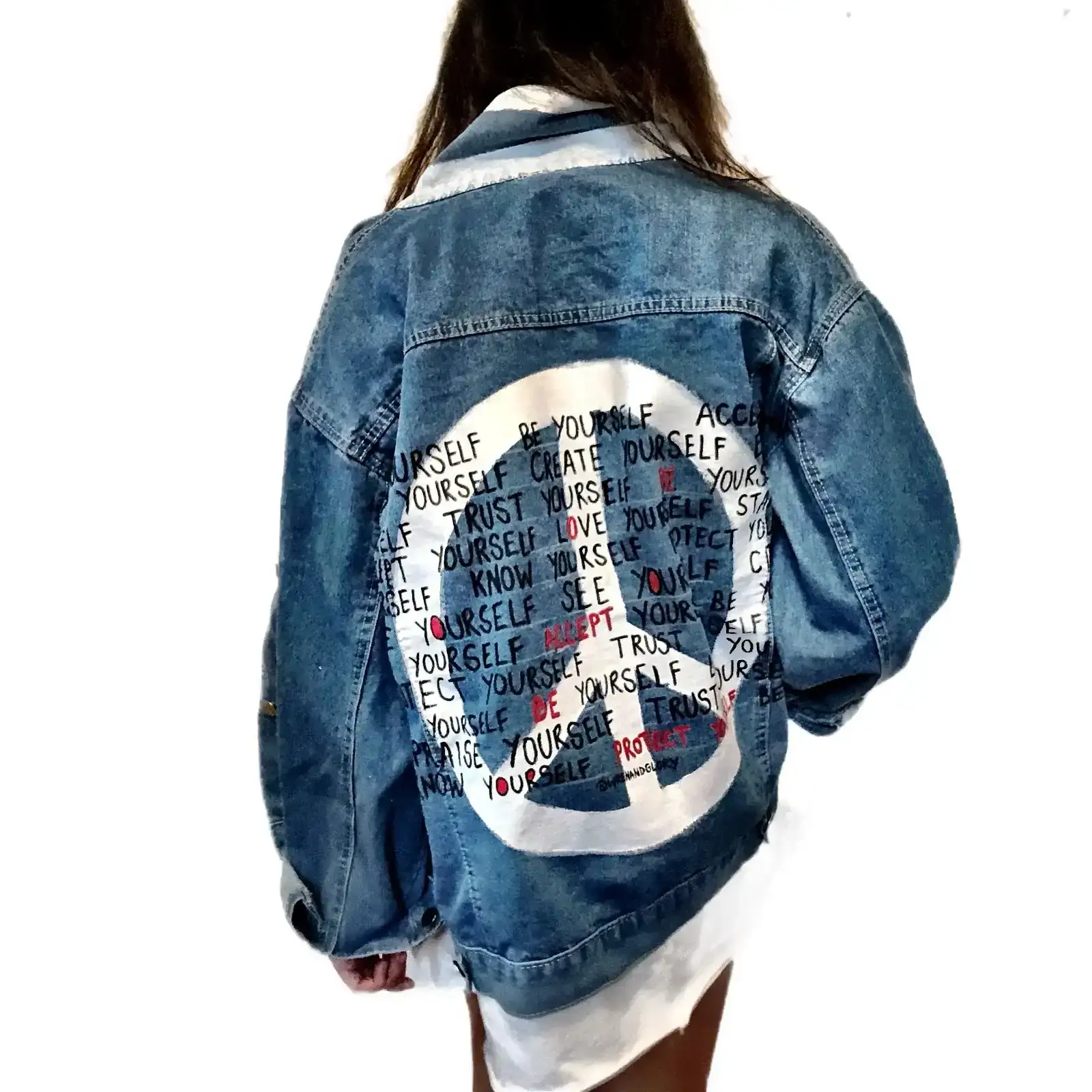 Image of 'PEACE AND LOVE' DENIM JACKET