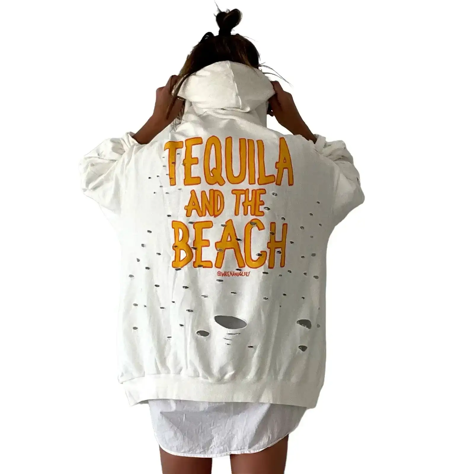 Image of 'Tequila and the Beach' Painted Hoodie