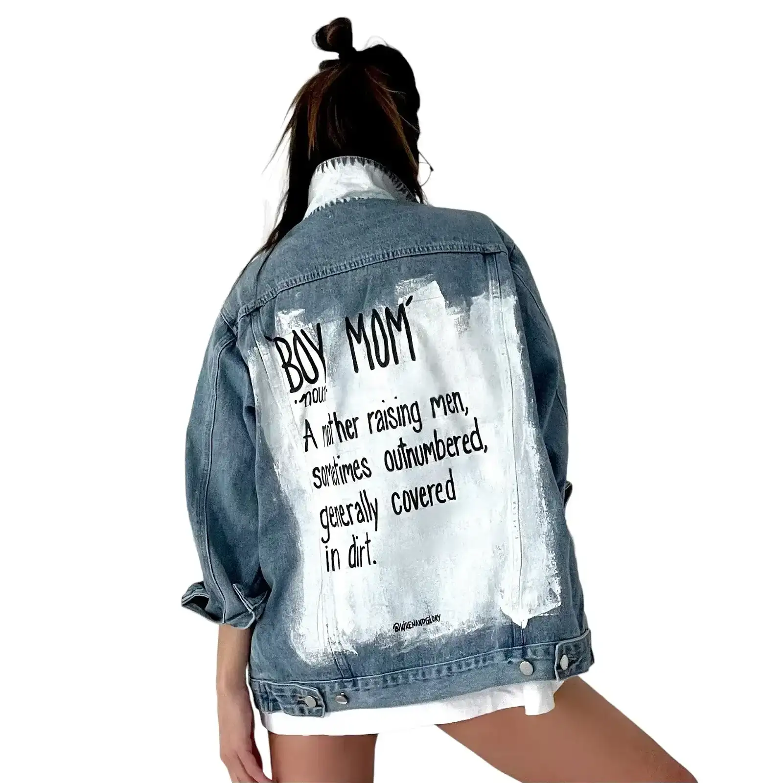 Image of 'Boy Mom' Denim Jacket