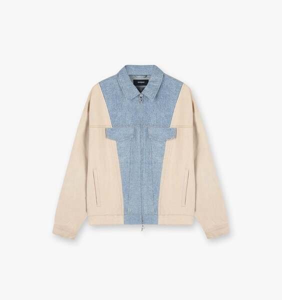 R4 Colour Block Denim Jacket - Blue