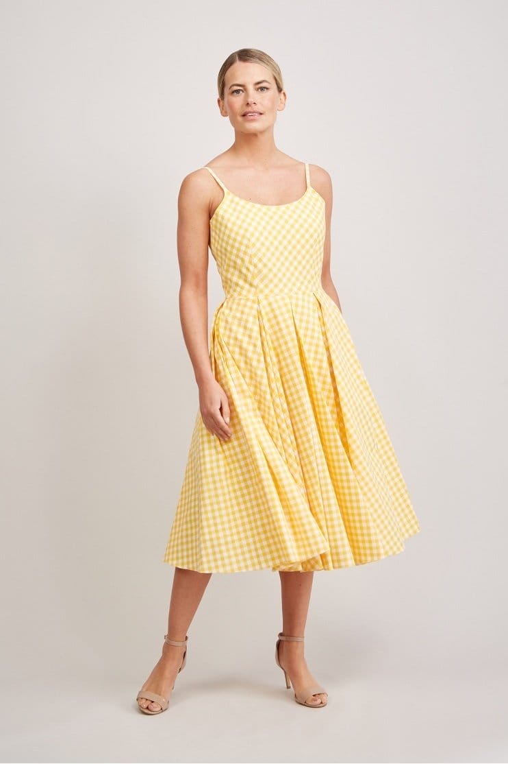 Priscilla Small Gingham Cotton Midi Dress