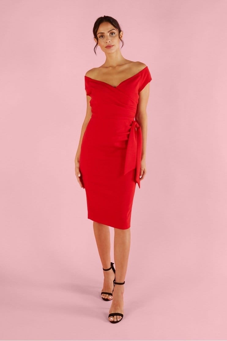 Hourglass Off The Shoulder Pencil Dress 