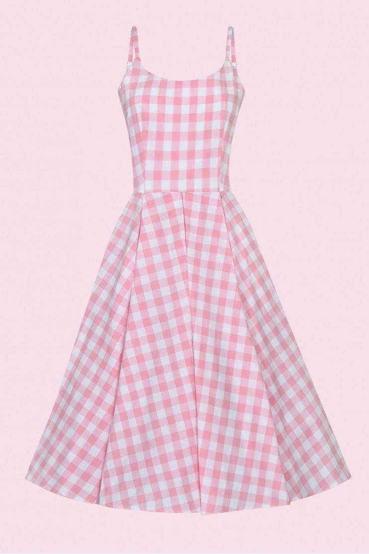 Priscilla Large Gingham Cotton Midi Dress 