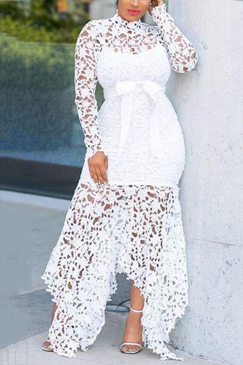 Xpluswear Plus Size Formal Sheer Maxi Dresses Long Sleeve Lace