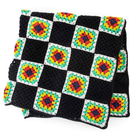 Checkered Granny Square Crochet Blanket 