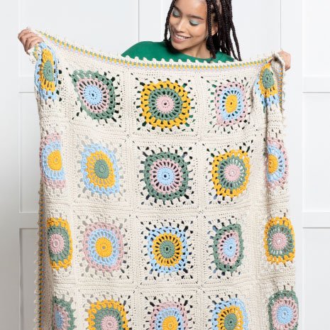 Picot Edged Crochet Granny Blanket Pattern