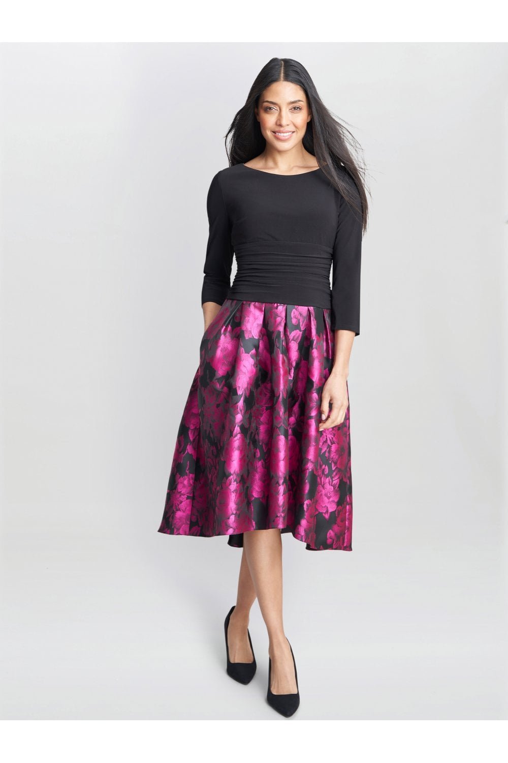 Image of Hannah Floral Printed Jacquard Dress