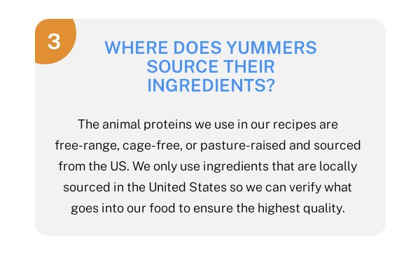 Where does Yummers source their animal proteins?