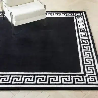 Greek Key Rug - Black/Ivory