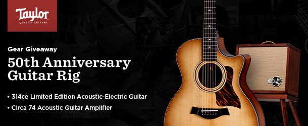 Enter for Your Shot at Winning a Taylor 50th 314ce Guitar and Circa 74 Amp!