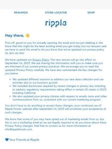 Ripple Foods Privacy Policy Update