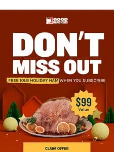Your Last Chance To Get A FREE 10LB Ham for Christmas