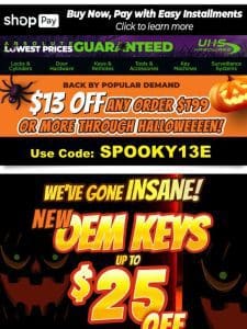 $13 Coupon on Keys， Programmers， Access Tools & More at HUGE Savings