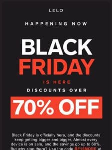 Black Friday Sale is ON! Save over 70%