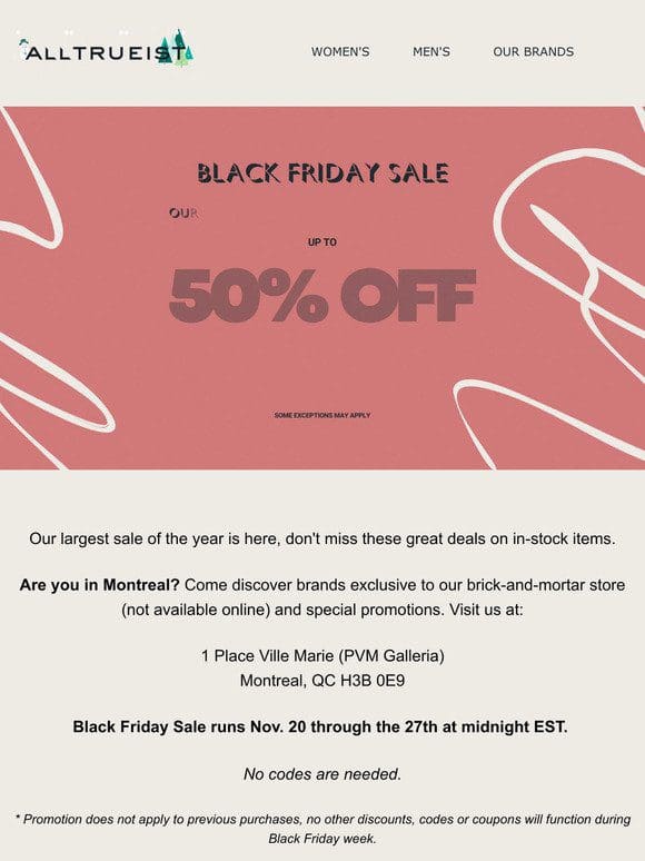 ALLTRUEIST 20-50% OFF | Black Friday Sale