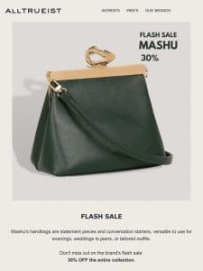 FLASH SALE | Take 30% OFF MASHU’s luxury vegan handbags!