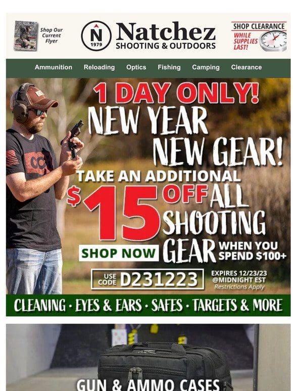 1 Day Only Take an Additional $15 Off All Shooting Gear