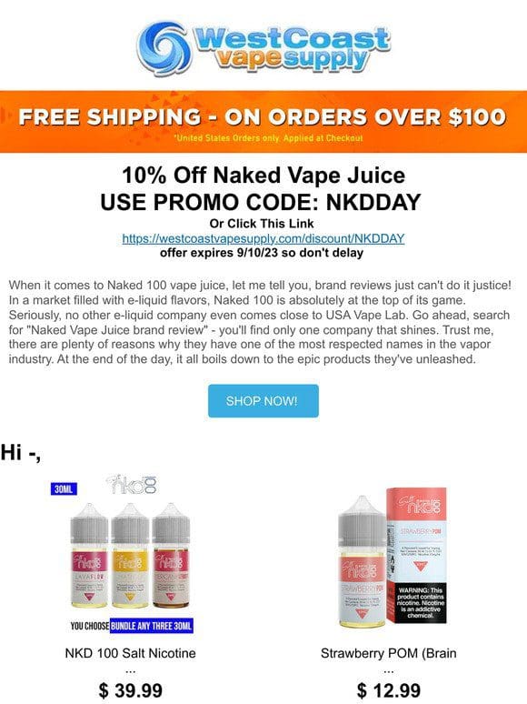 10% Off Naked Vape Juice   24 Hours Only So Don’t Delay!