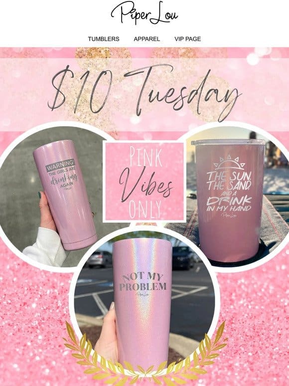 $12 Personalized Sparkle Pink Tumblers? Yes， Please!