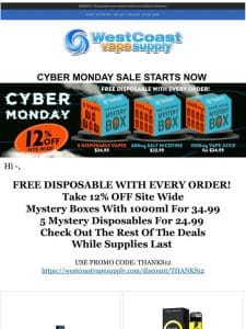 12% Site Wide &   Crazy Cyber Monday Deals !