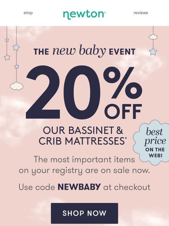 20% OFF Crib Mattresses & Bassinet， happening NOW