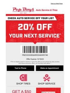 20% OFF SERVICE – One Week Only (and just for you )