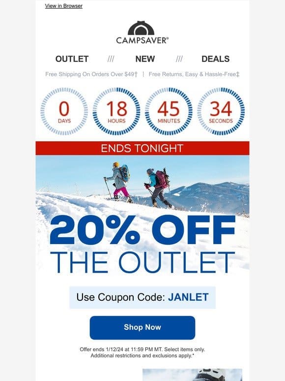 20% OFF the Outlet – Last Chance!