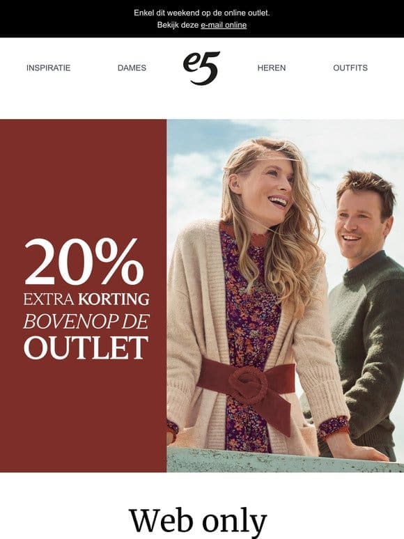 20% extra korting bovenop de outlet prijzen