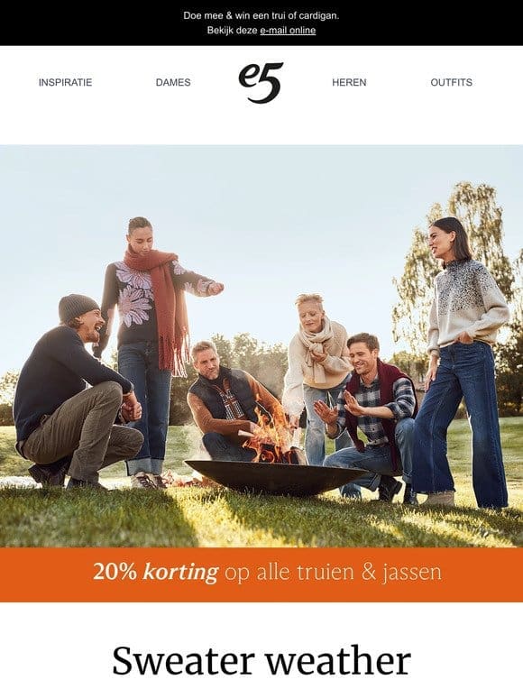 20% korting op alle truien & jassen