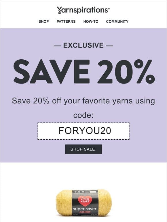 20% off just for you!