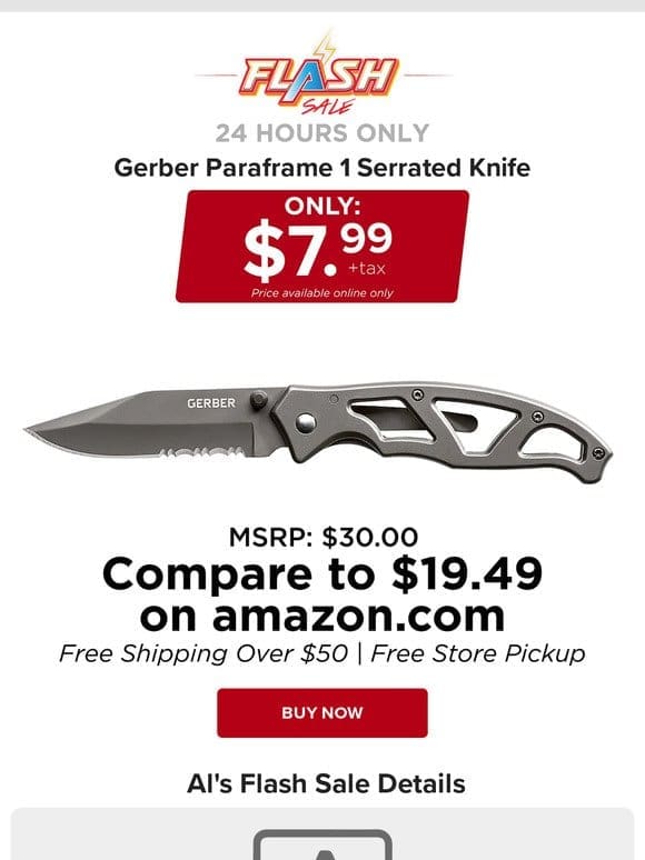 24 HOURS ONLY | GERBER SERRATED KNIFE | FLASH SALE