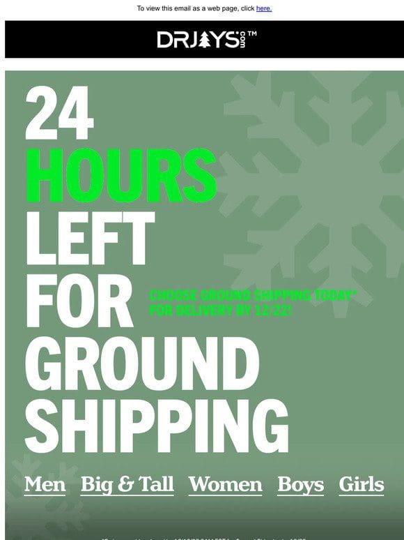 24 Hours Left for Ground Shipping by 12/22
