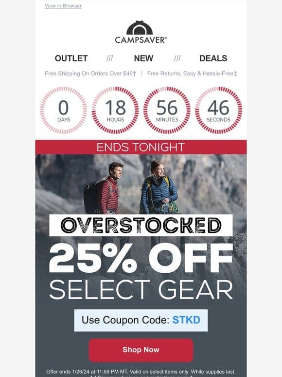 25% OFF Select Gear ENDS TONIGHT!