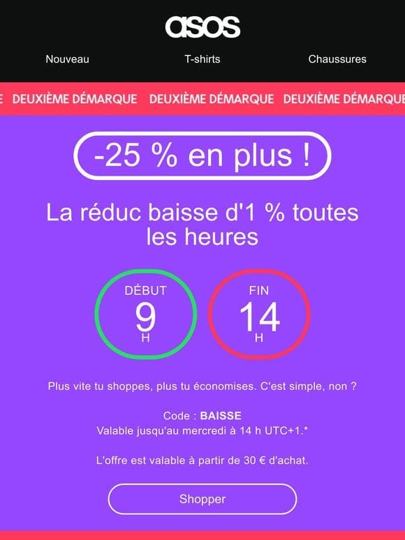 -25 % en plus sur les promos 9-14 h