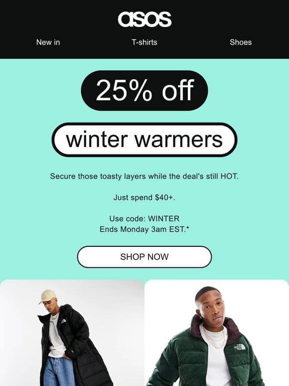 25% off winter warmers