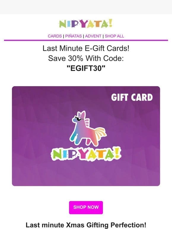 30& OFF E-Gift Cards    .  ‍♀️