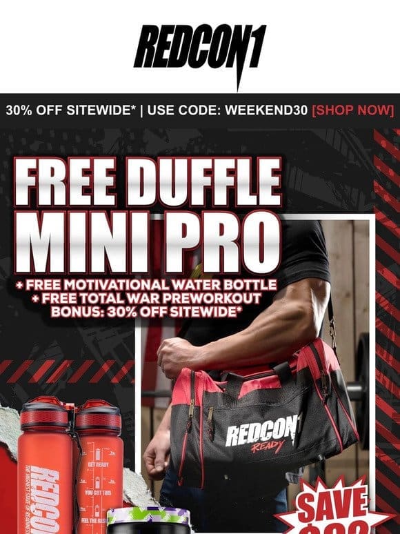 30% OFF Sitewide* + Free TOTAL WAR， Mini Duffle & More